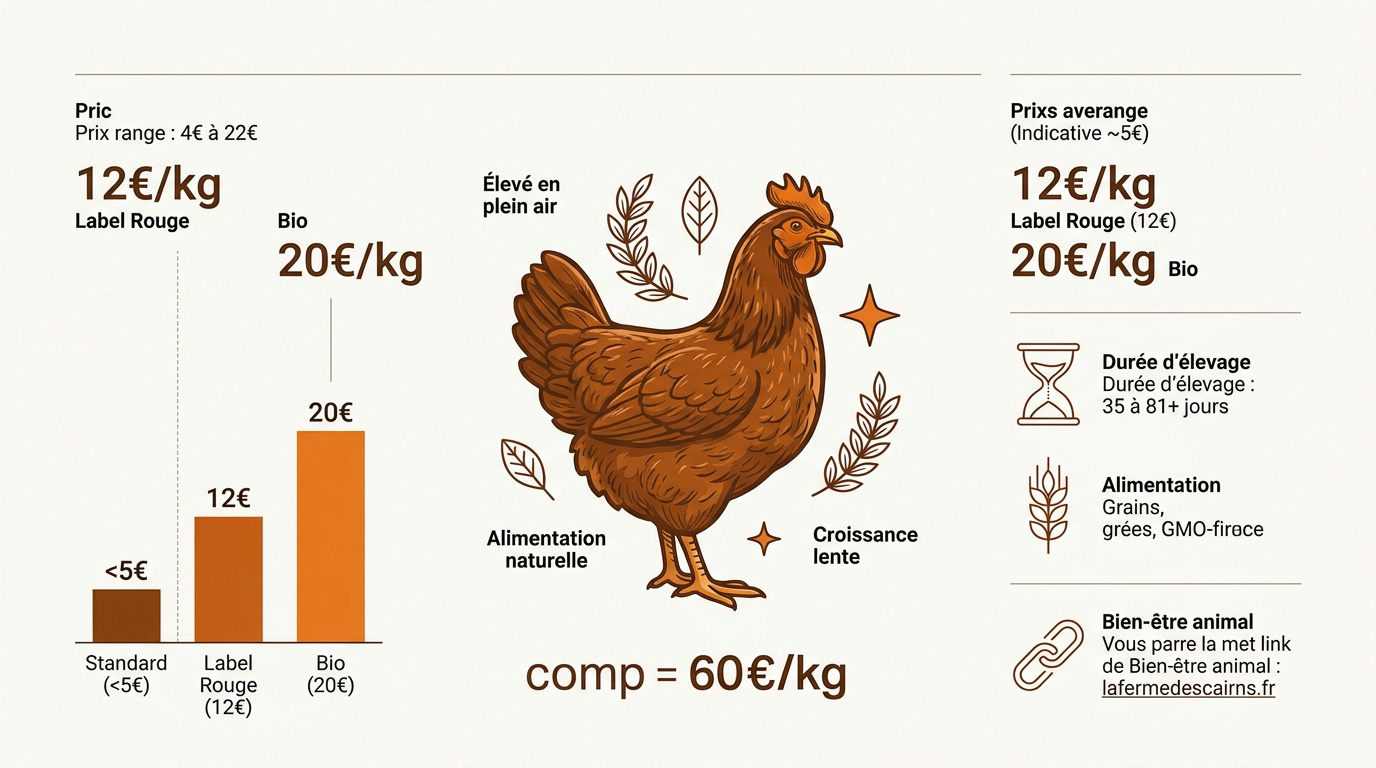 Comparatif des prix et labels du poulet fermier