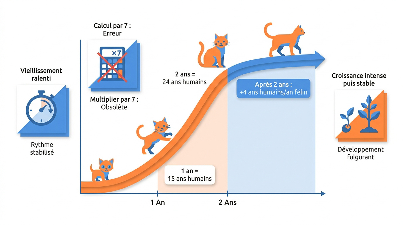 Graphique montrant l'évolution de l'âge du chat par rapport à l'âge humain