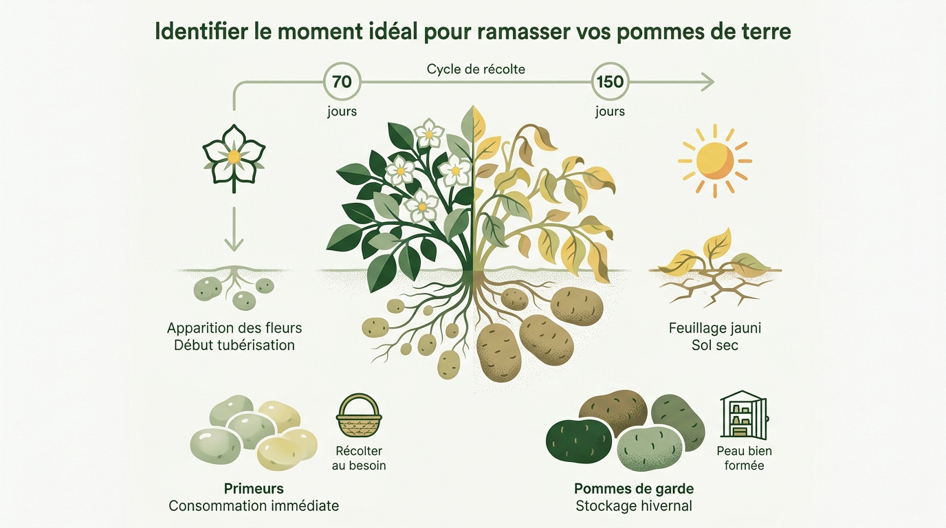 Cycle de récolte des pommes de terre primeurs et de garde