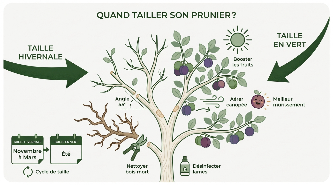 Guide de taille du prunier hiver et ete