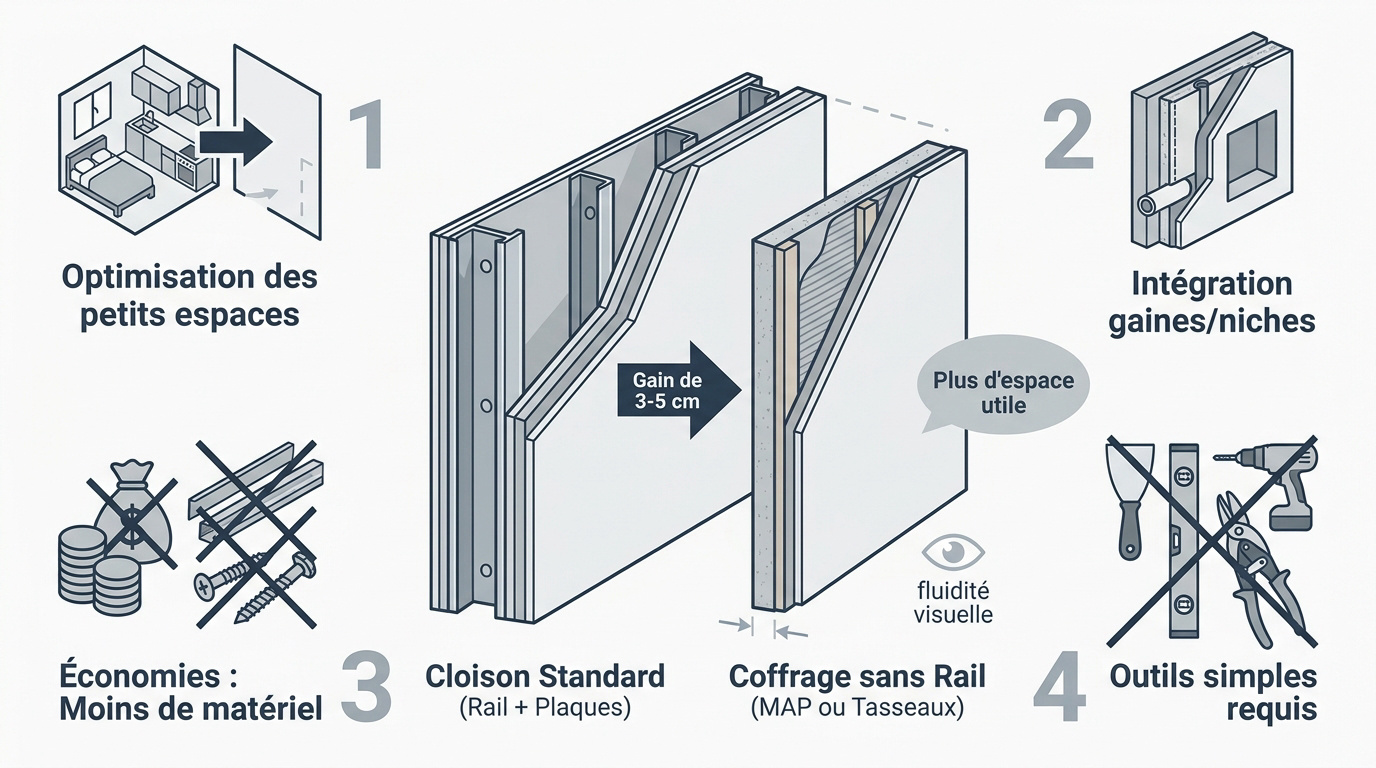 Infographie coffrage placo sans rail