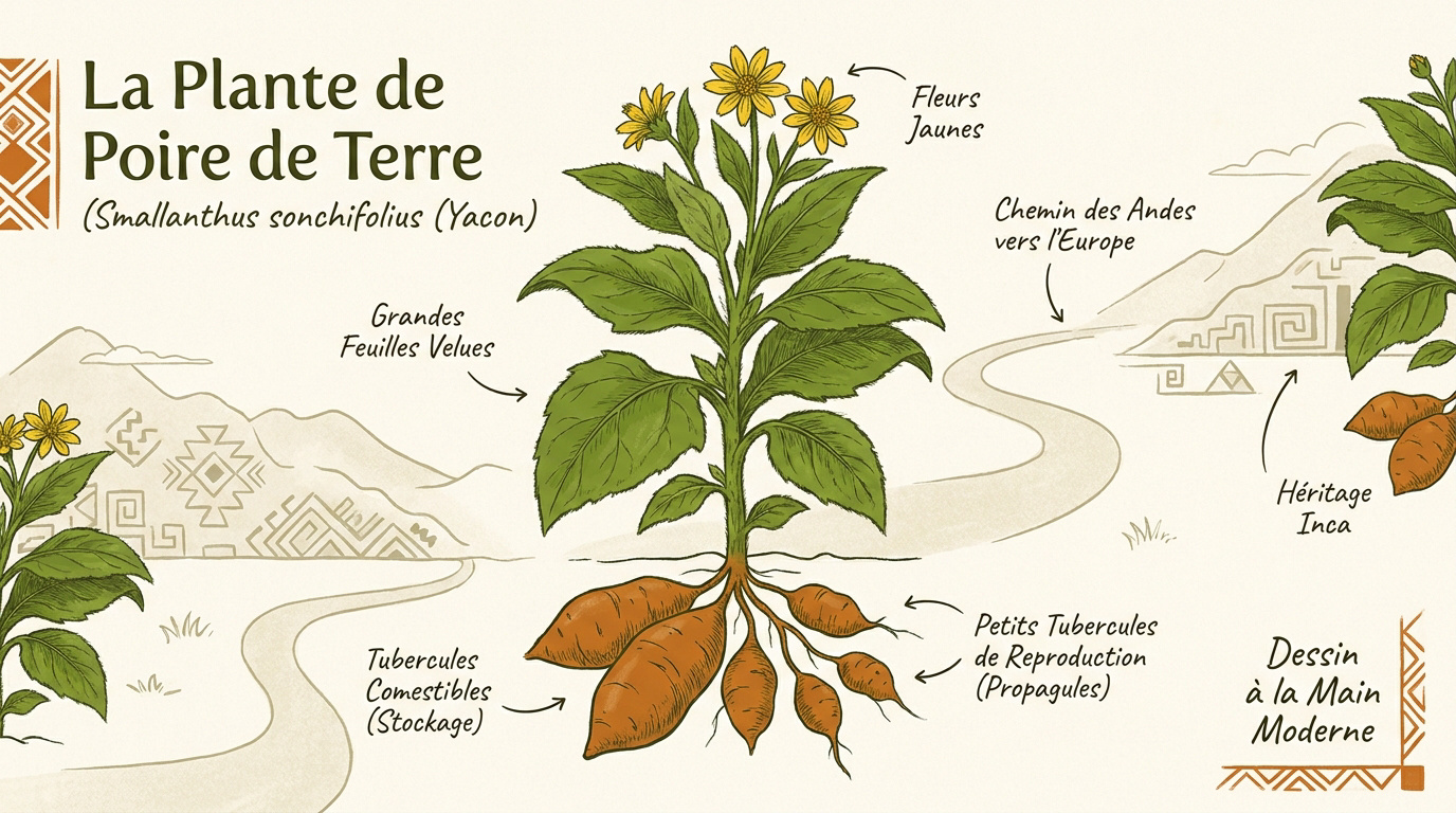 Plante de poire de terre avec ses grandes feuilles vertes