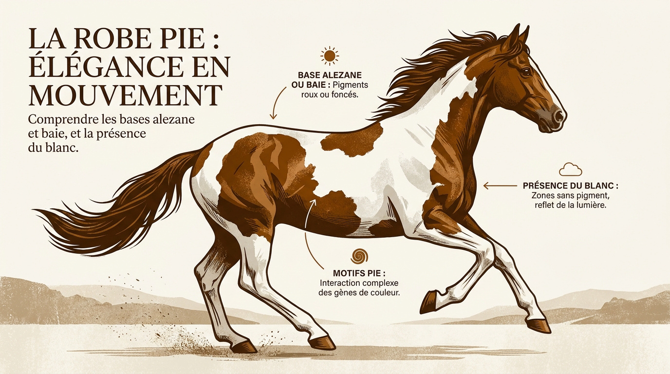 Cheval pie marron et blanc au galop