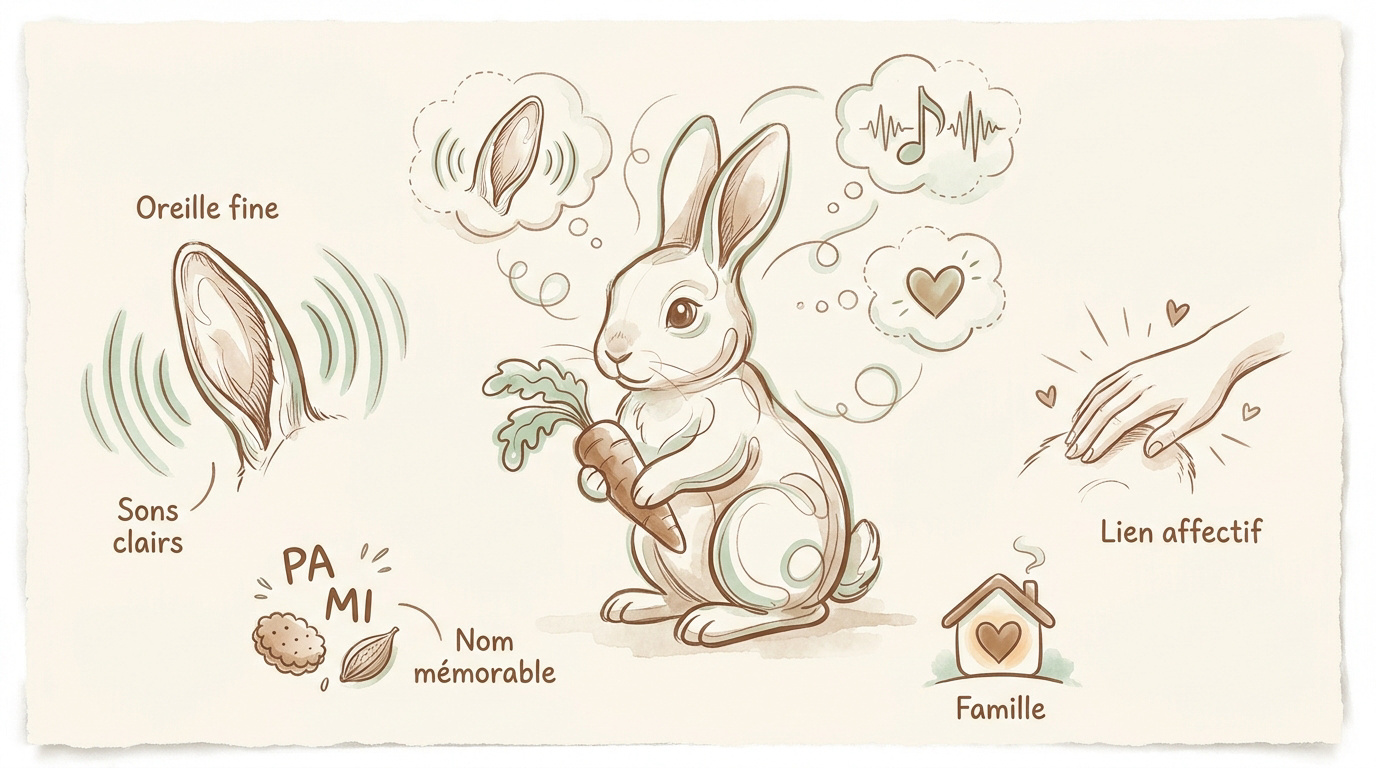 Lapin domestique attentif à la voix de son maître