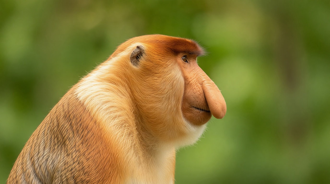 3 particularités physiques du singe Nasique