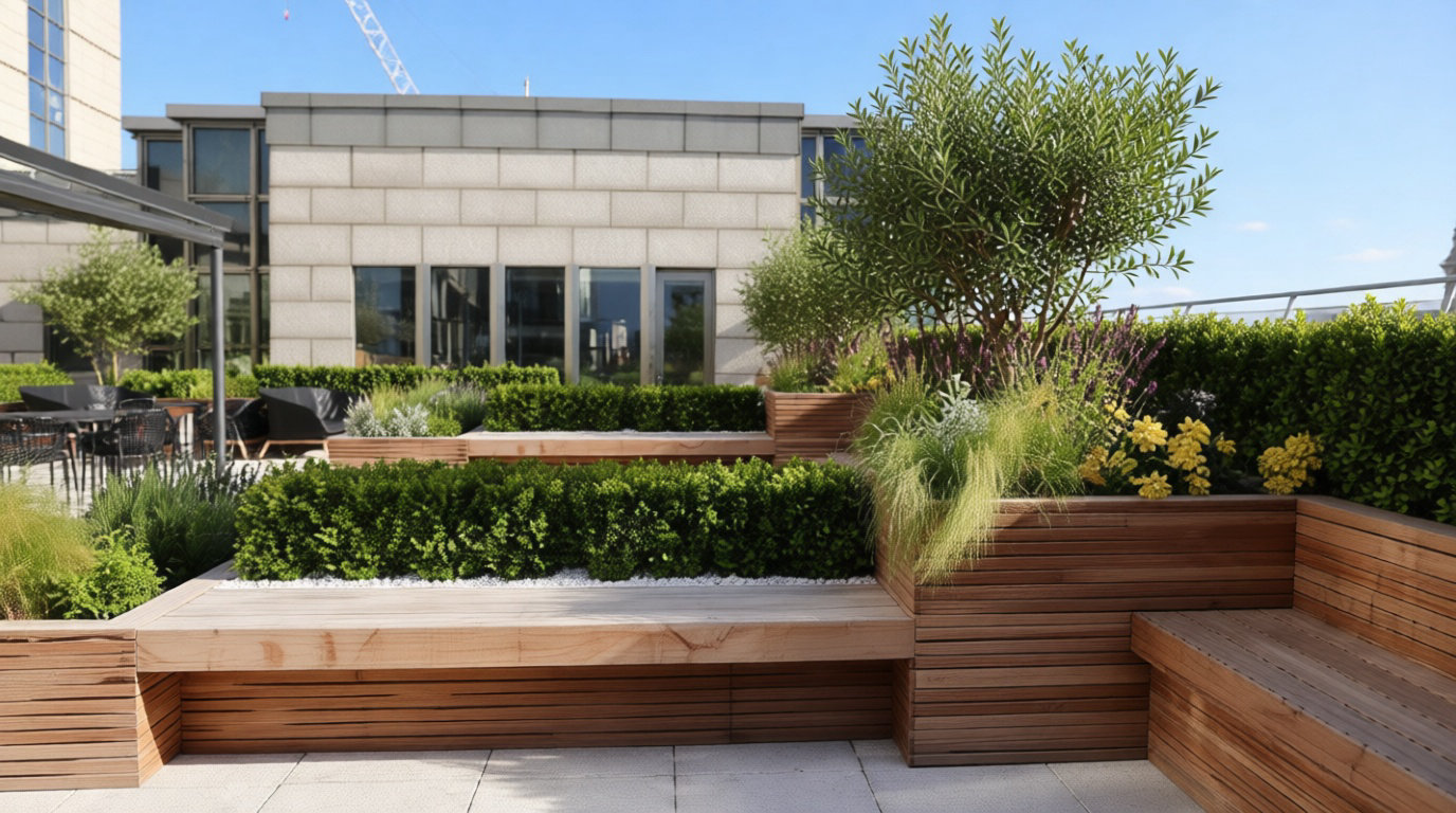 Style graphique et culture en bac sur terrasse