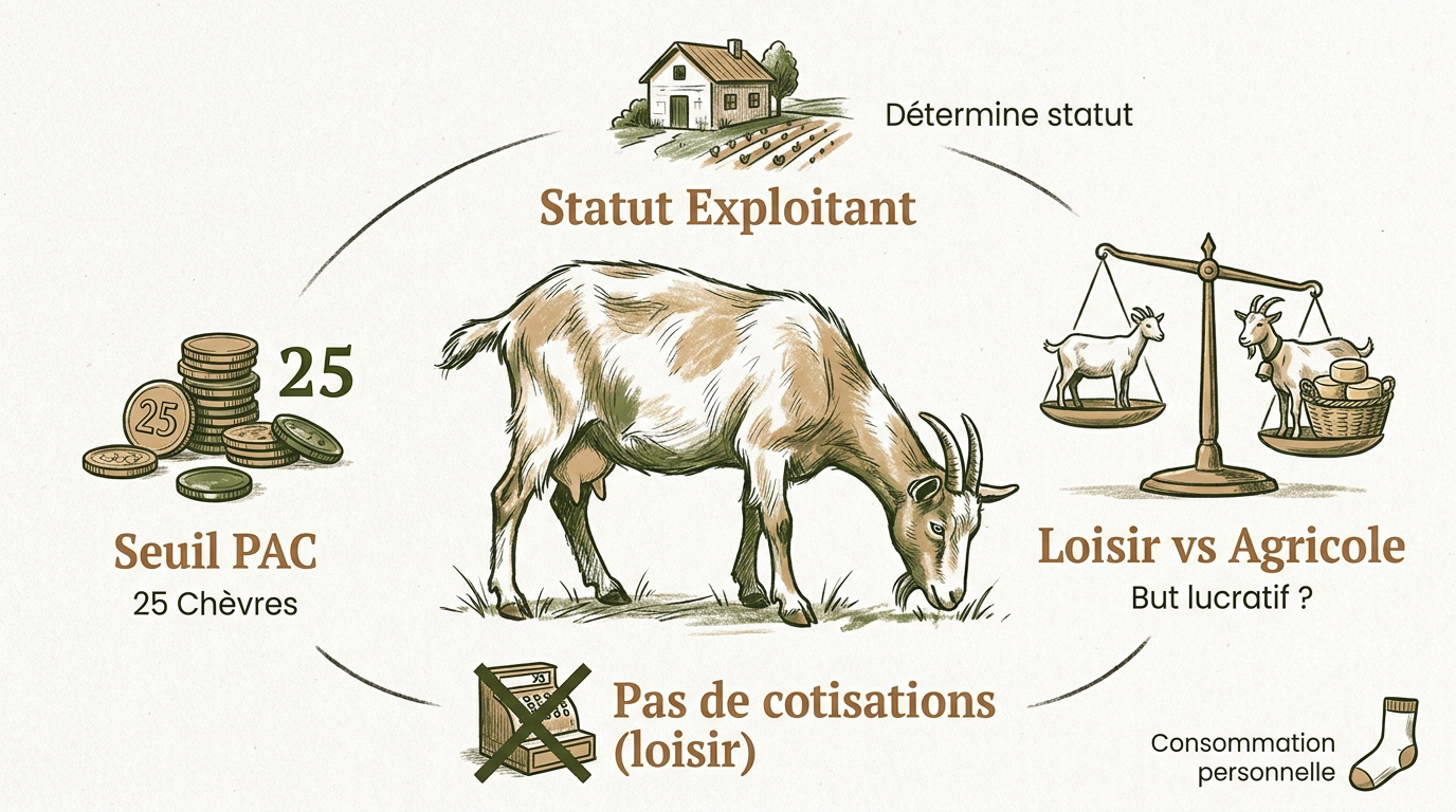 Tableau récapitulatif des seuils et statuts pour devenir éleveur de chèvres professionnel