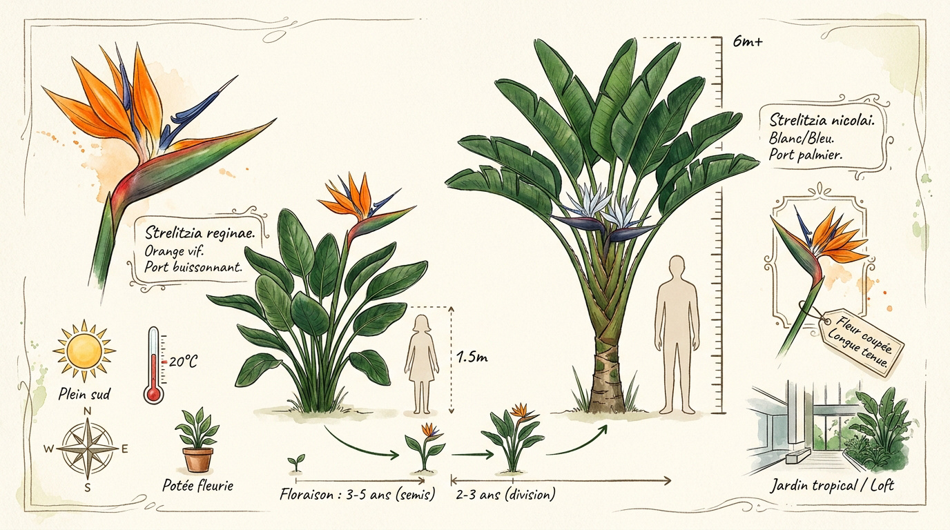 Comparaison Strelitzia reginae et nicolai