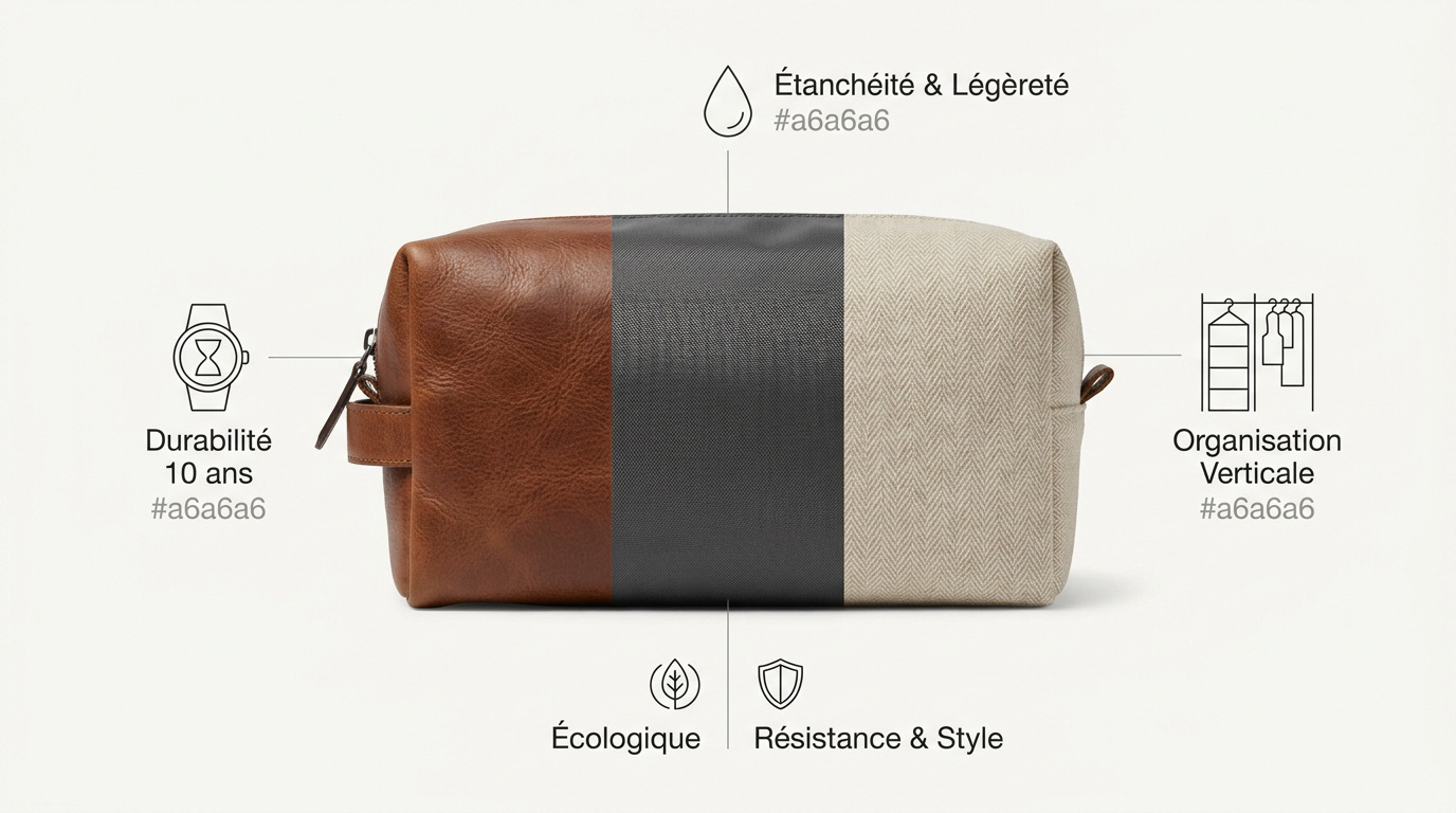 Matériaux trousse de toilette homme