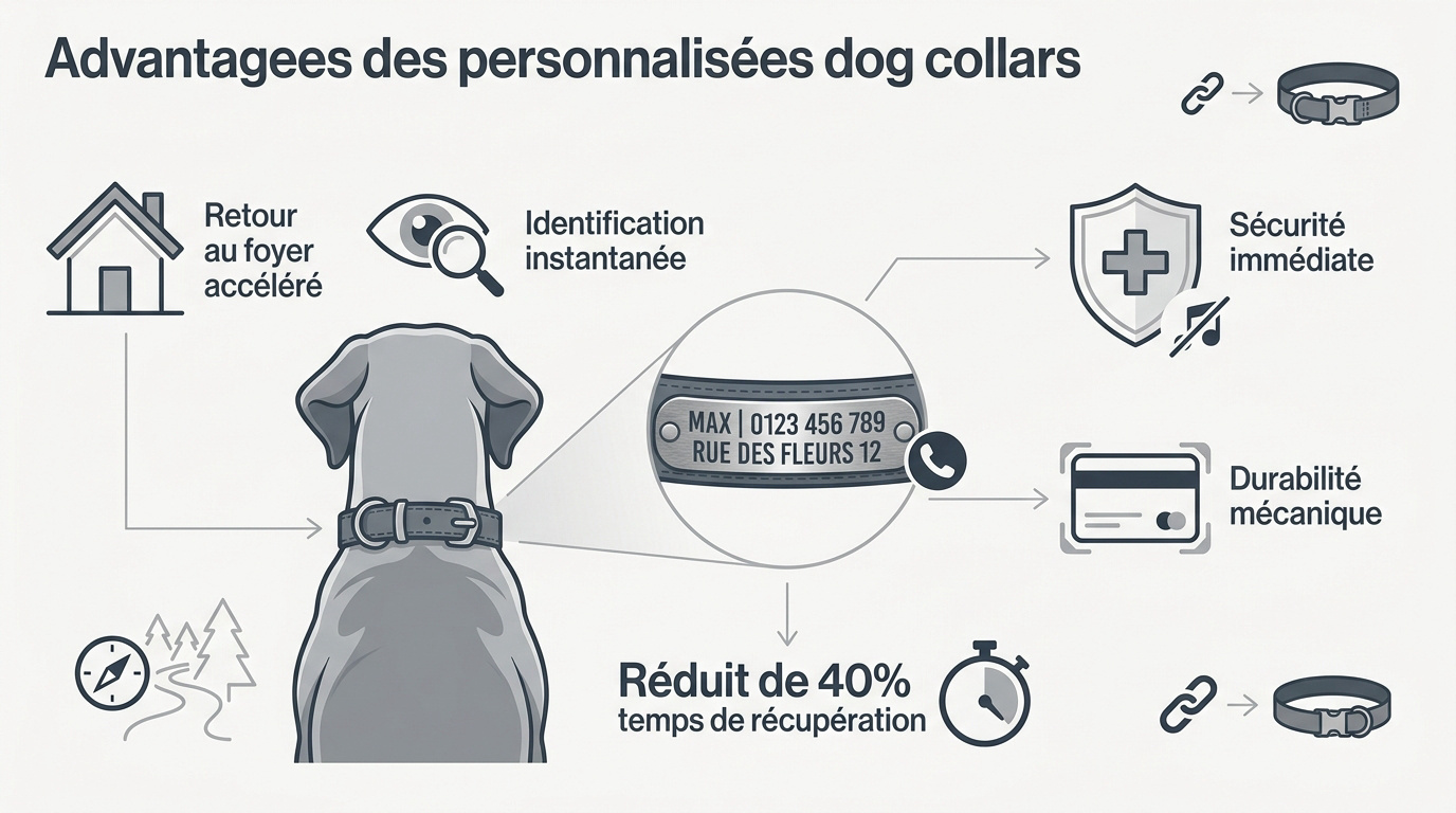 Chien portant un collier personnalisé avec gravure pour sa sécurité