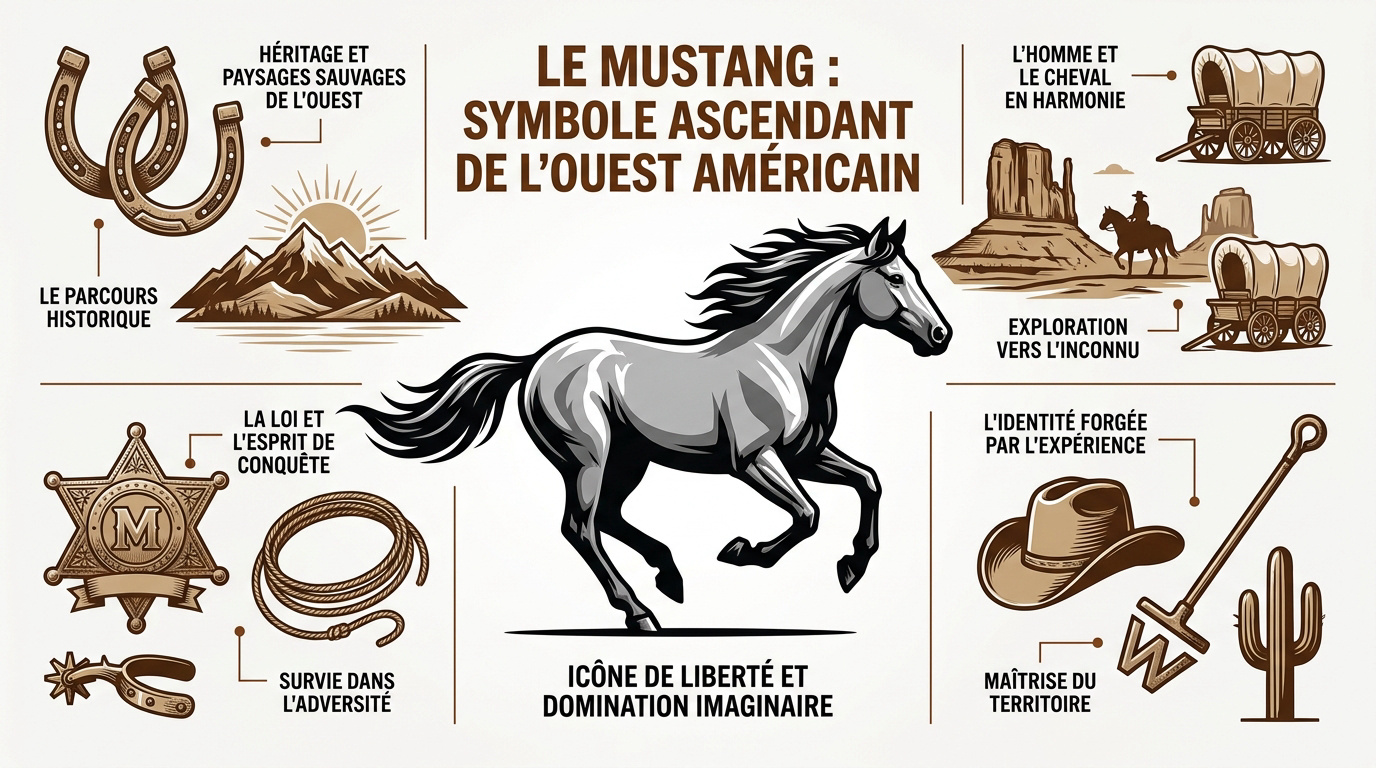 Un cheval mustang sauvage galopant dans les plaines de l'Ouest américain