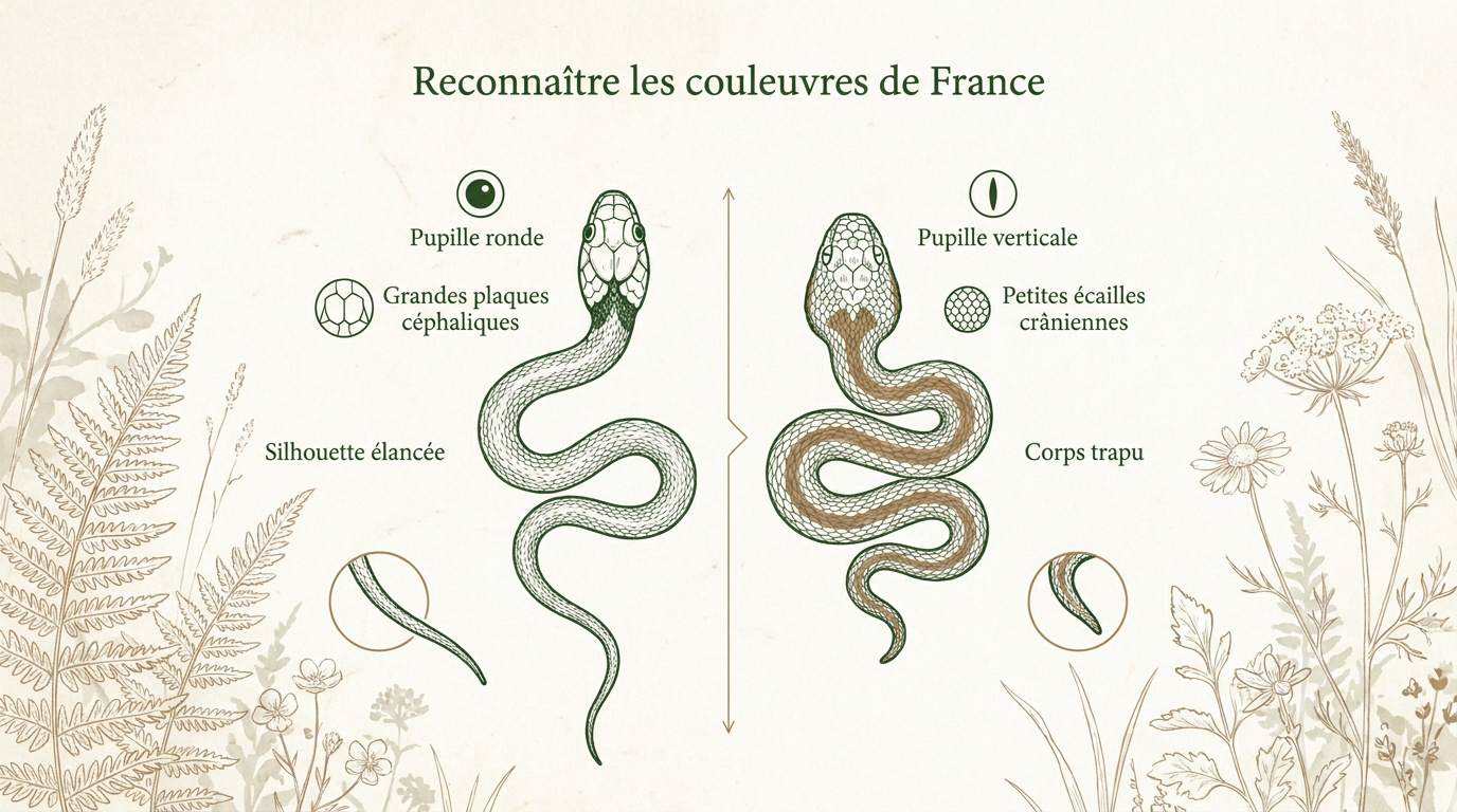 Différences visuelles entre une couleuvre et une vipère en France