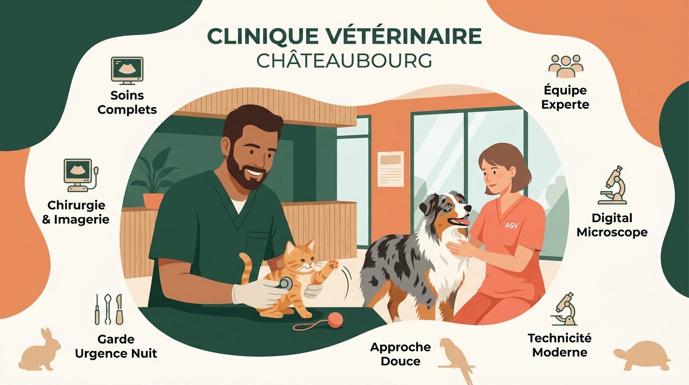 Soins vétérinaires experts et bienveillants à la clinique de Châteaubourg