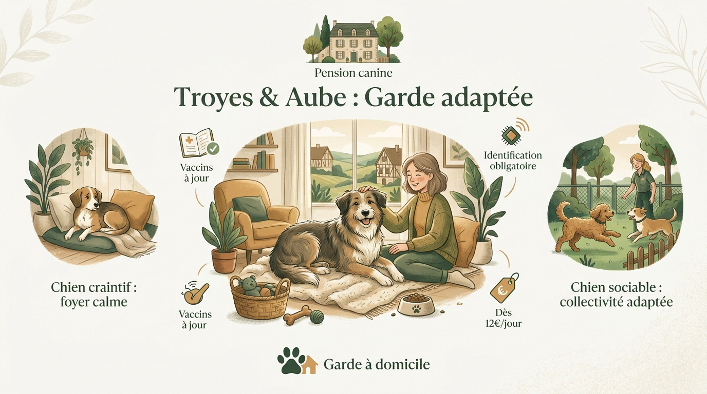 Chien heureux profitant d'une garde personnalisée à Troyes