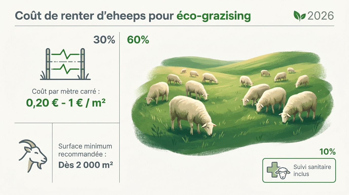 Moutons en train de tondre une pelouse en éco-pâturage