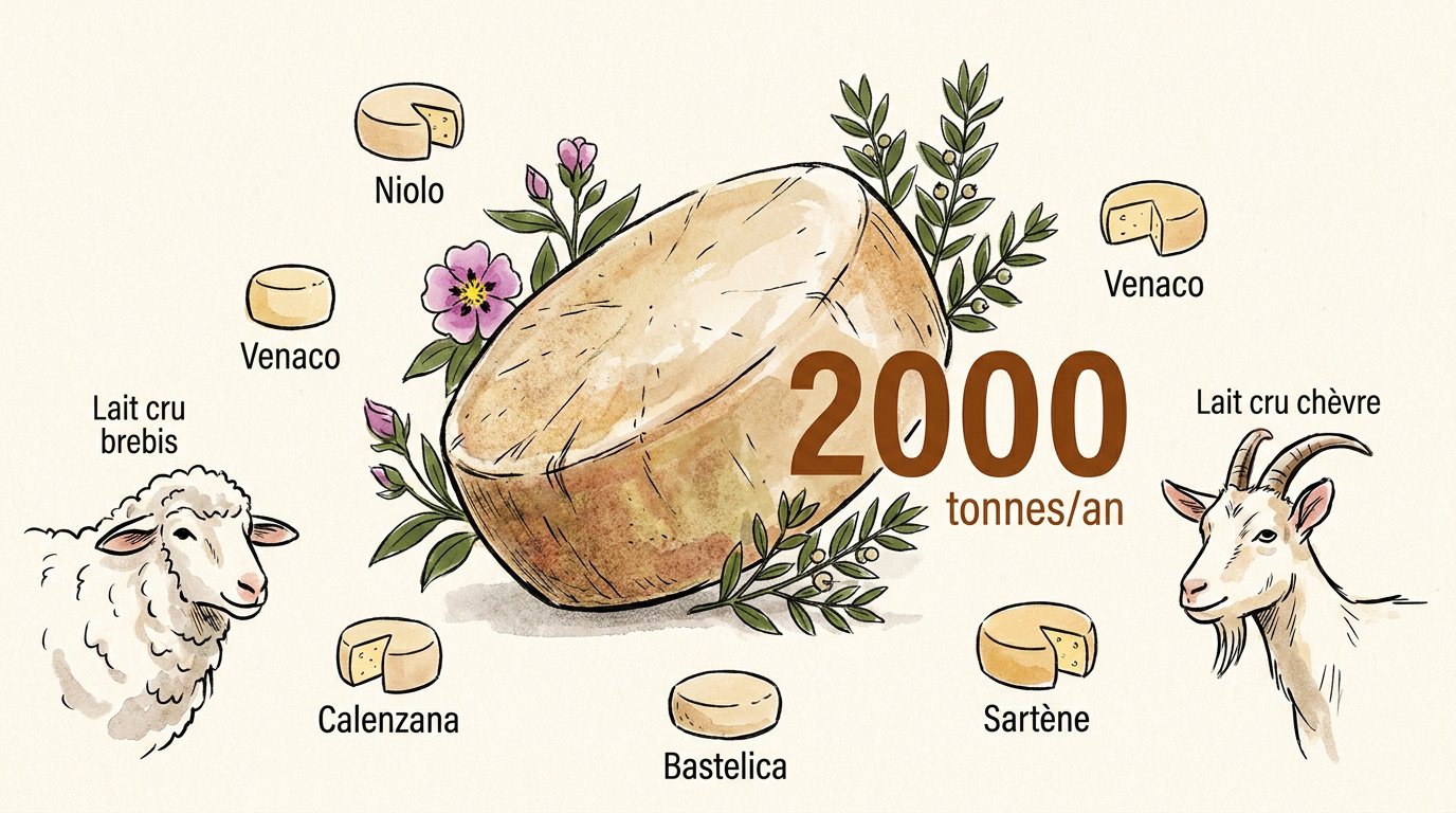 Production traditionnelle de fromage corse en montagne