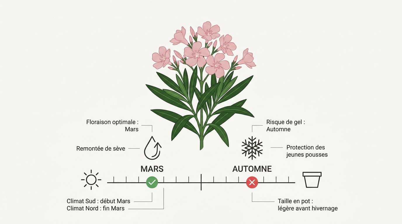 Taille d'un laurier rose au sécateur durant le mois de mars