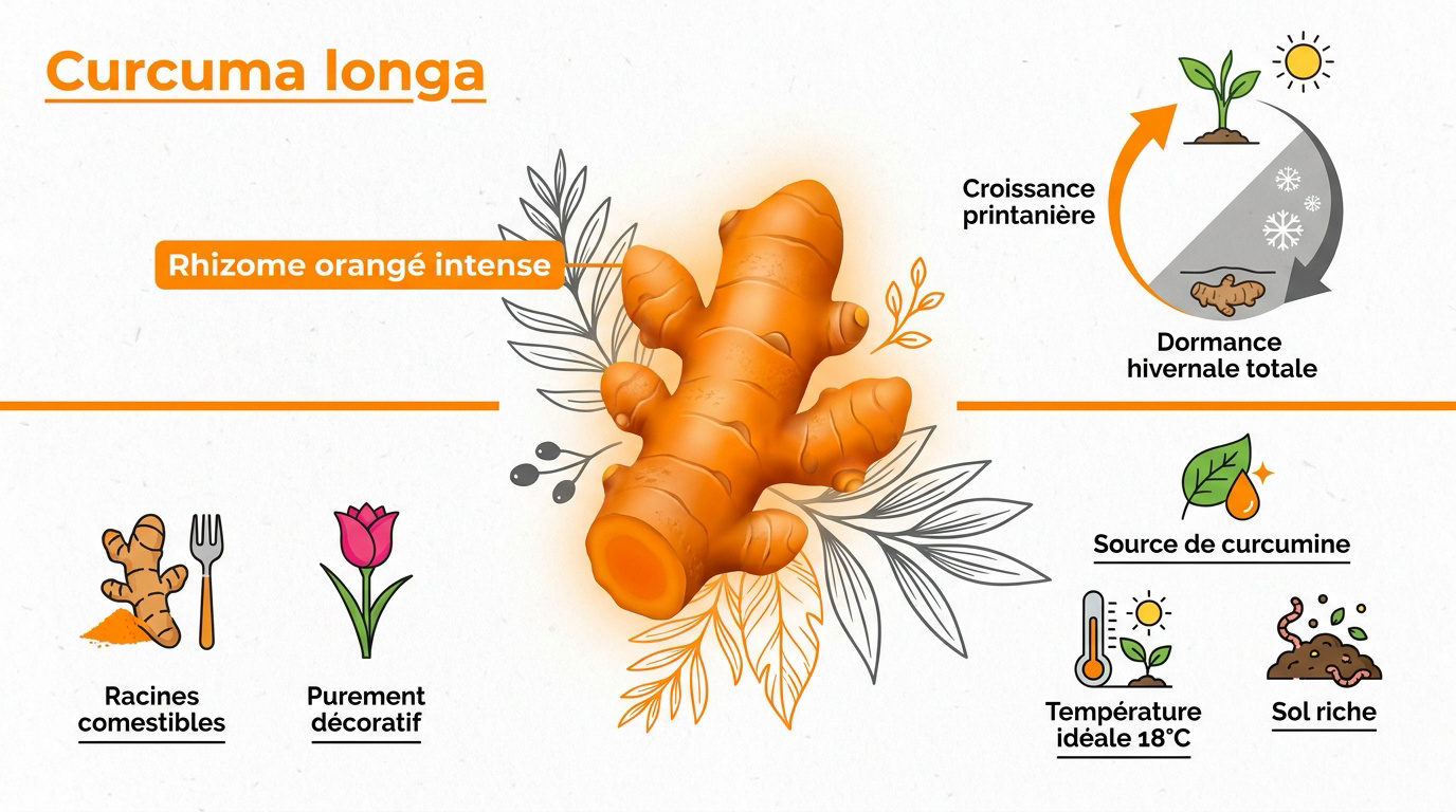 Infographie sur le rhizome de Curcuma longa