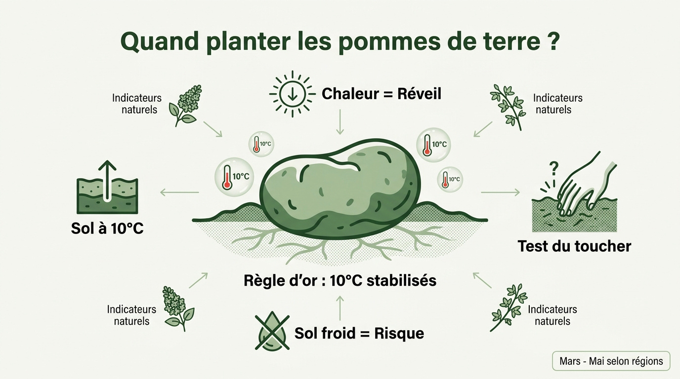 Plantation de pommes de terre dans un sol réchauffé au printemps