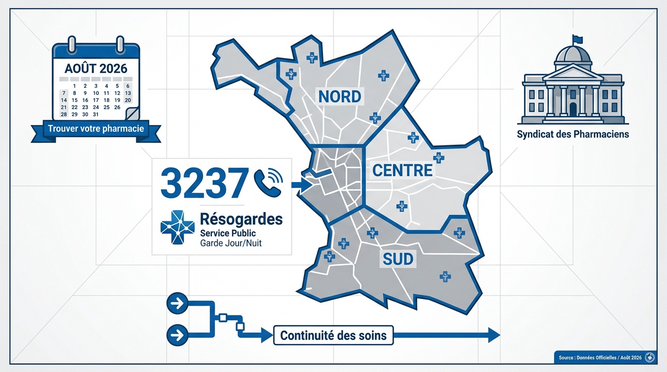 Interface du site Résogardes pour trouver une pharmacie de garde à Marseille